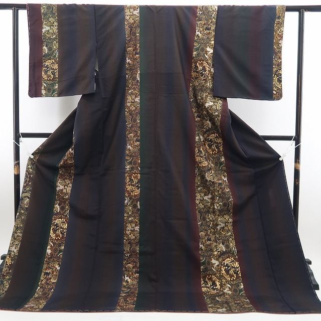 ❁tomihisa❁新品 前田仁仙 落款 動物更紗 着物 正絹 仕付け糸付”動物