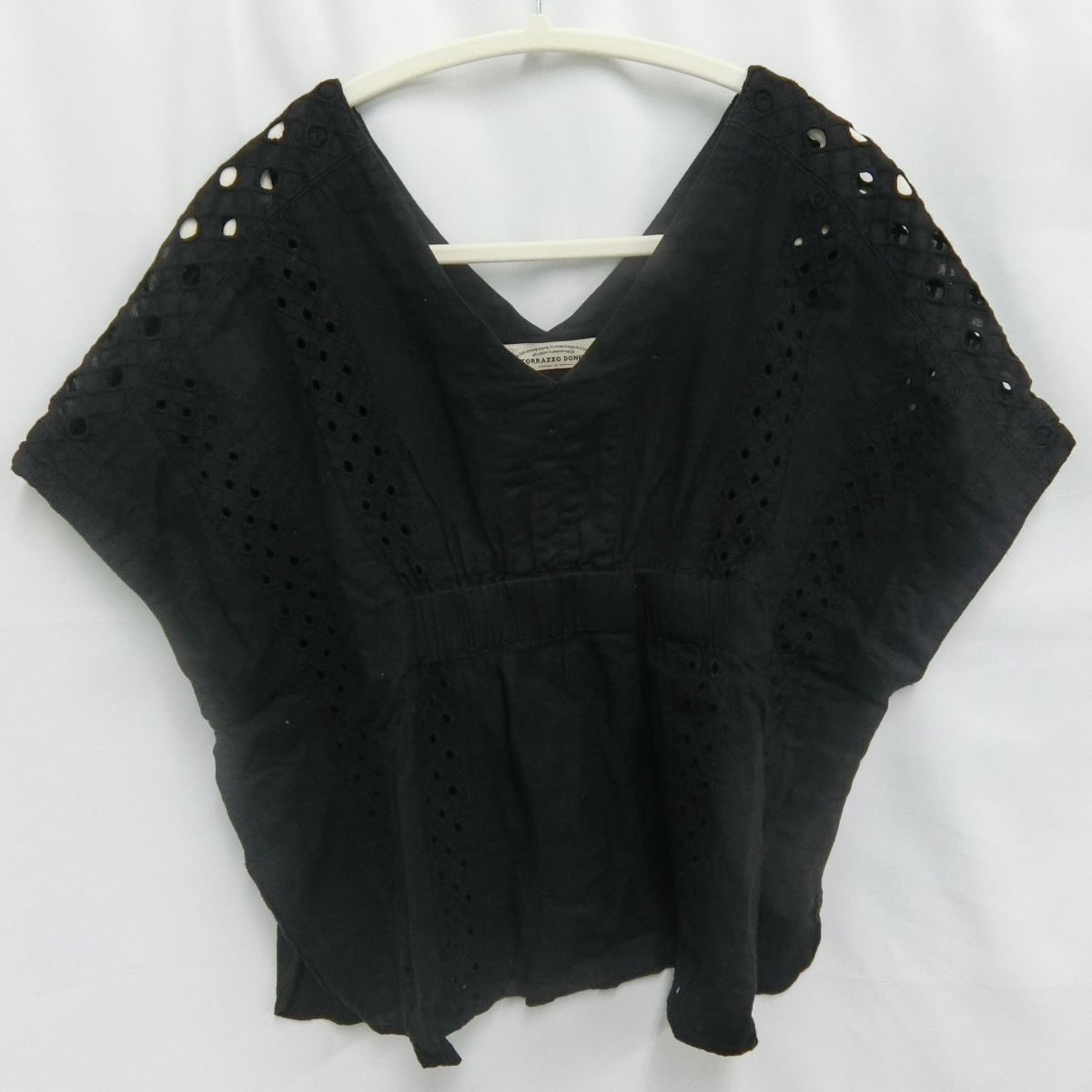 TORRAZZO DONNA トラッゾドンナ Vネックレースブラウス ブラック 