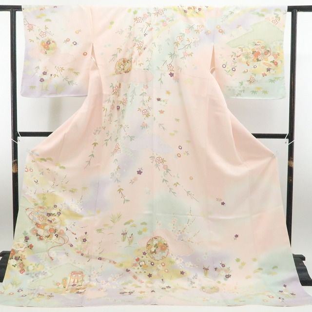 ❁tomihisa❁新品 京友禅 金駒刺繍 着物 正絹 仕付け糸付”雅やかに吉祥