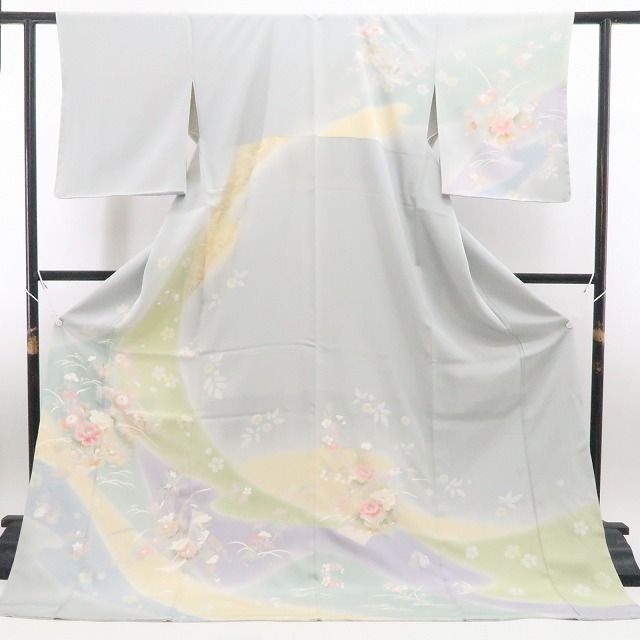  ❁tomihisa❁ 着物 正絹 仕付け糸付 淡彩の光に花々が揺れる 訪問着 7339 訪問着 付け下げ 着物