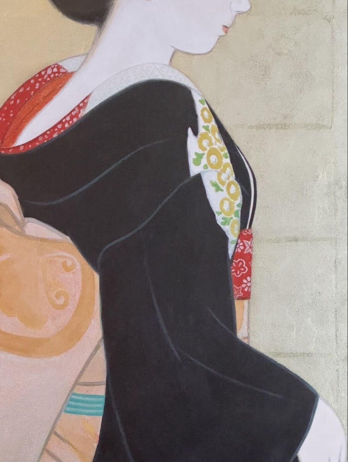 倉田冨美「舞妓」日本画 人物画 25号 大作 共シール 日輝展会員 師