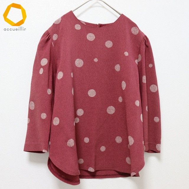 詩仙堂 ヒトシタムラ ヴィンテージ ちりめん シャツ ブラウス トップス ドット 総柄 七分袖 a968972n