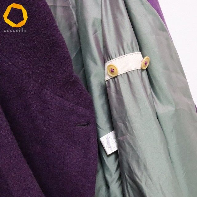 パラスパレス　シェルボタン　パープル　コート パラスパレス PAL'LAS PALACE コート ハーフ シルク混 パープル系