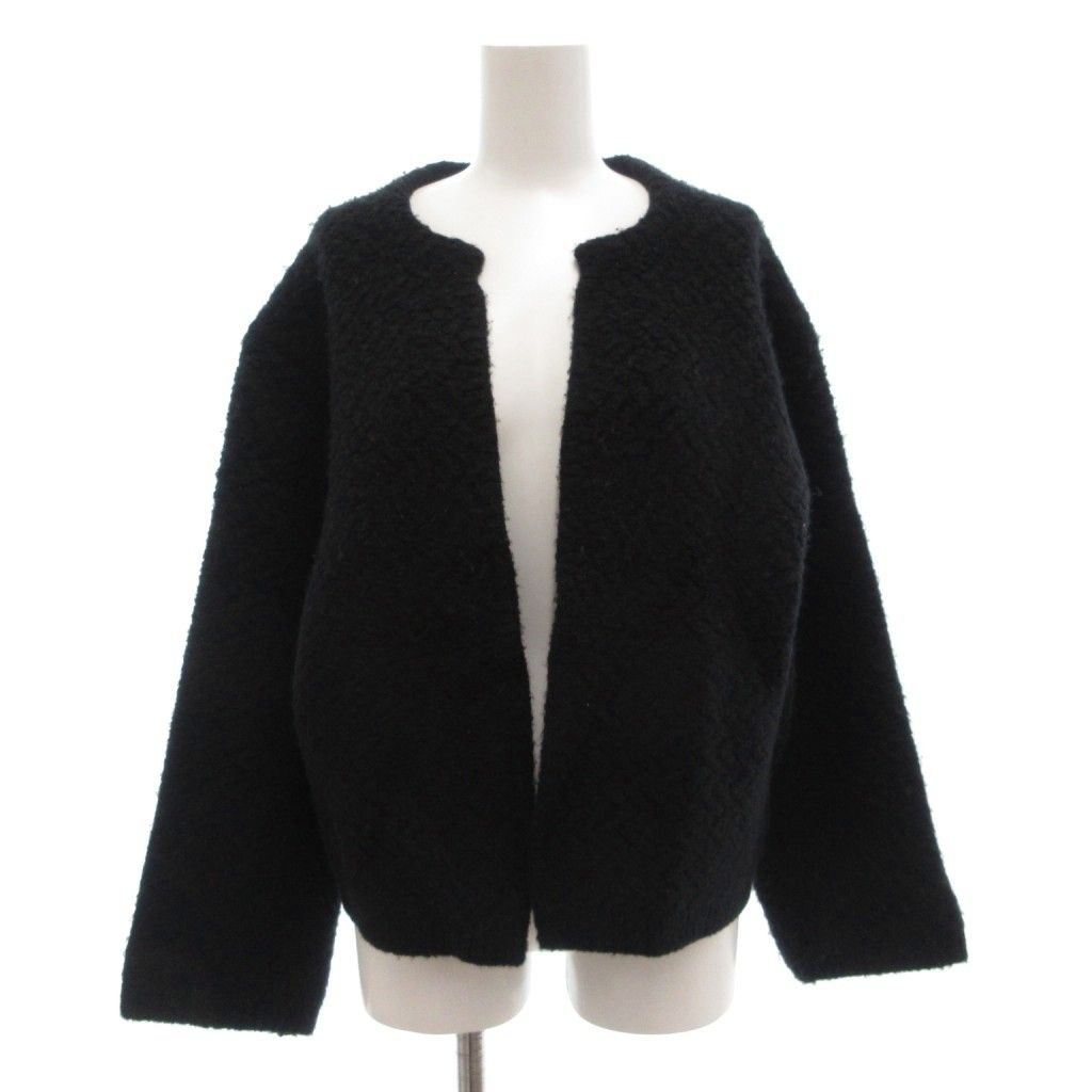 ドゥロワー Drawer カーディガン ニット ウール カシミヤ混 ショート丈 黒 ブラック /JS ■GY01