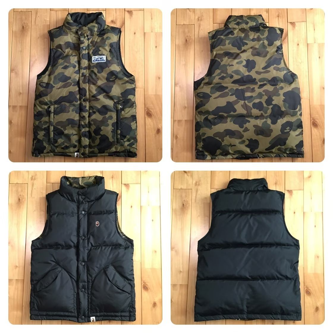 ☆リバーシブル☆ ダウンベスト 1st camo green Sサイズ a bathing ape