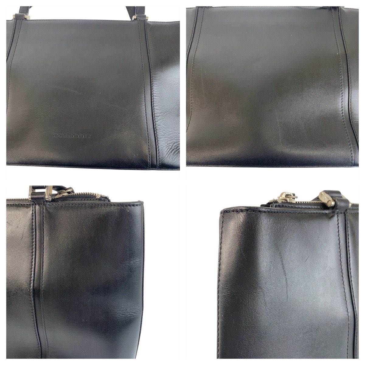 美品 BURBERRY バーバリー 中チェック柄 ブラック 黒 シルバー金具