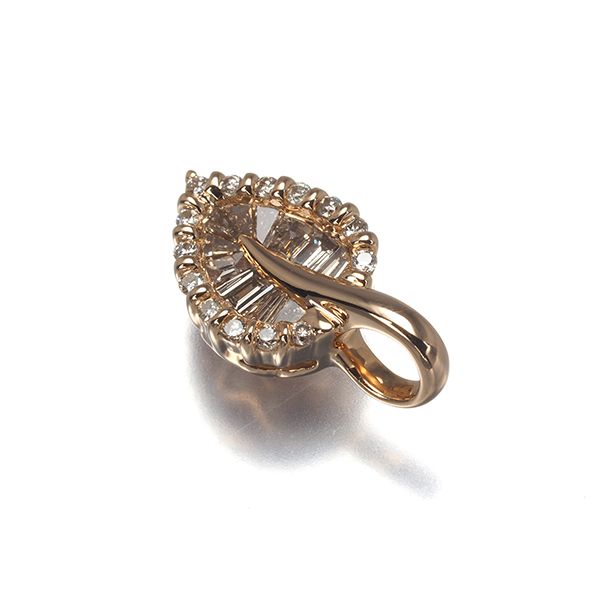 ダイヤ ダイヤモンド 0.30ct リーフ 2種カット ペンダントトップ K18PG