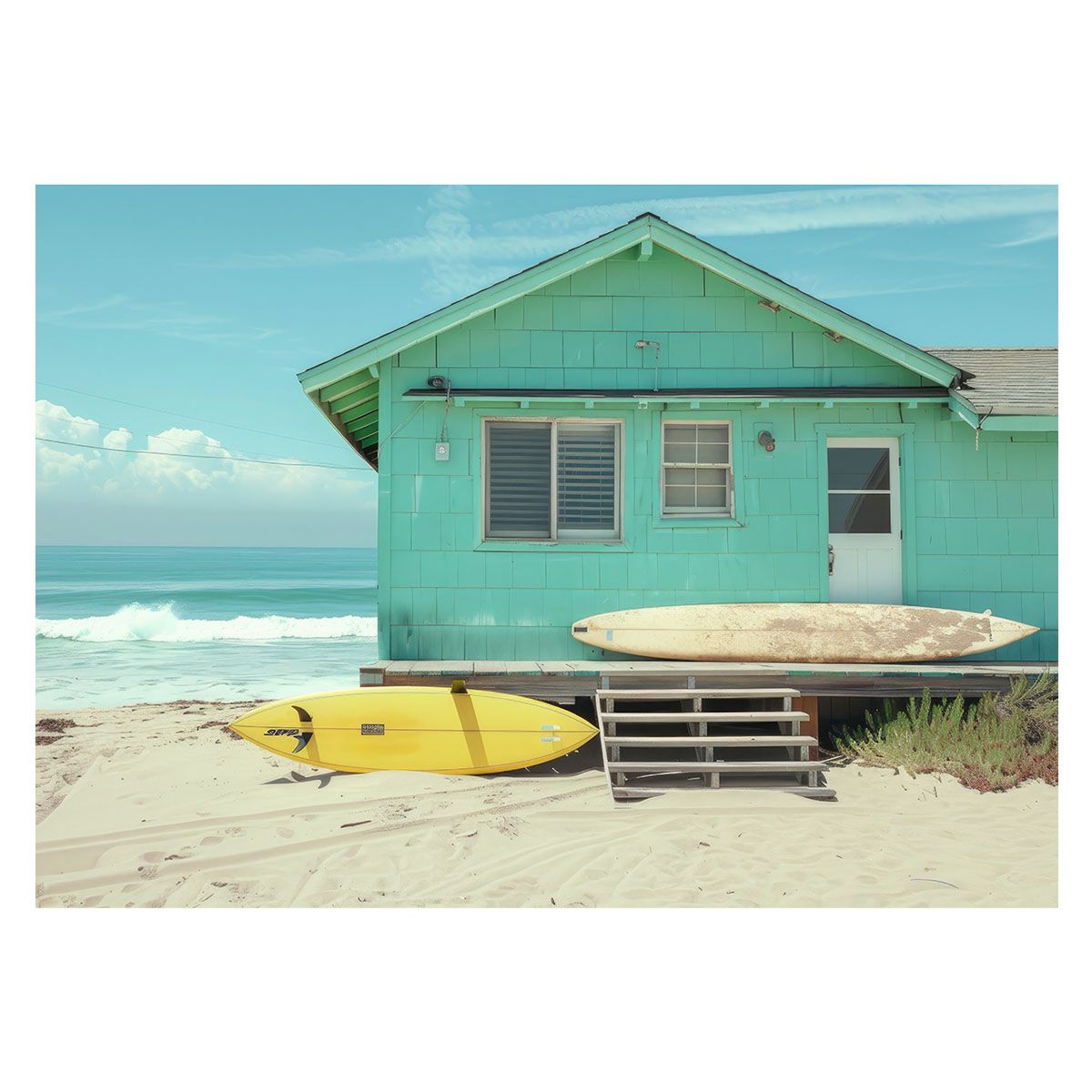 【B2サイズ（約51x73cm）】【lh-poster-3197】【フレーム付き】海系 サーフ ポスター 波 ビーチ 海岸 オーシャン ブルー 景色 サーフィン インテリア アート