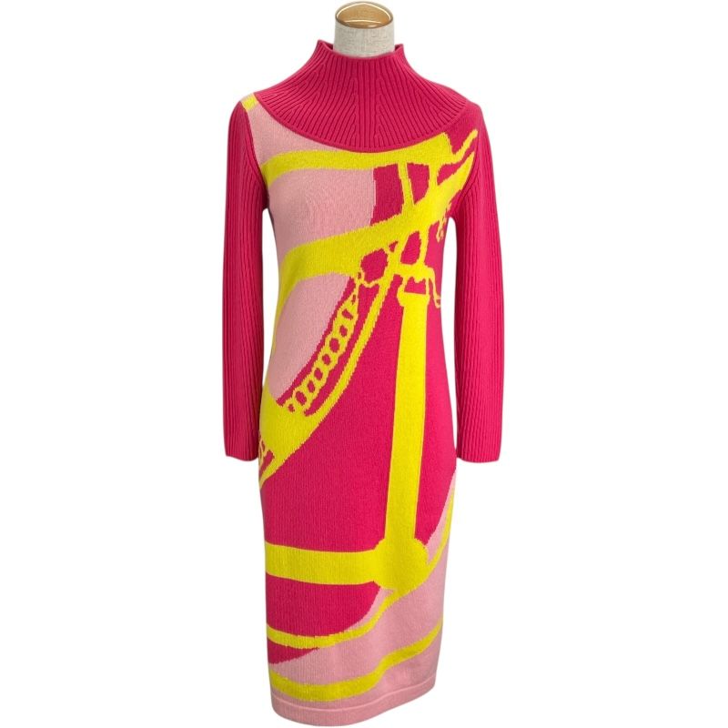 エルメス HERMES カシミヤロングニットワンピース 2H2510D2 ピンク