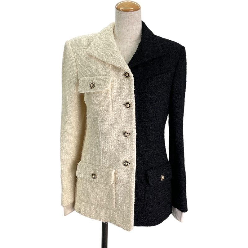 シャネル CHANEL ライオンボタンバイカラーツイードジャケット P64582