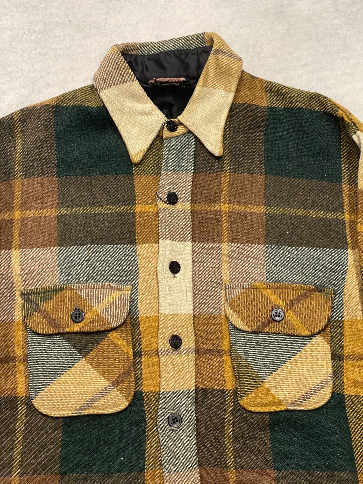 60's TOWN CRAFT WOOL SHIRT 】 USA製 タウンクラフト ウールシャツ L