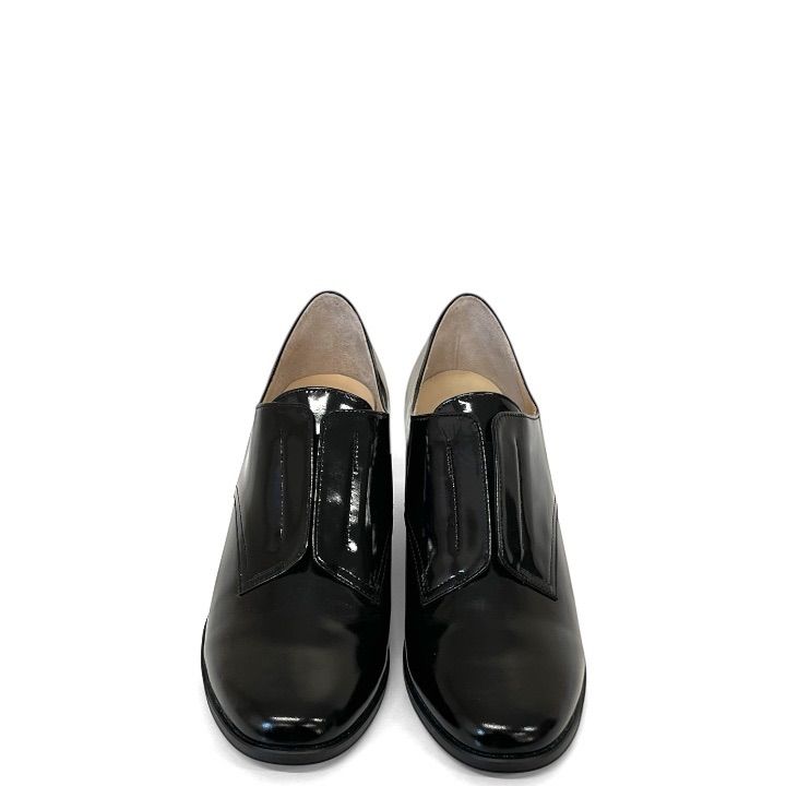 LANVIN ランバン 9529 ヒールアップスリッポンシューズ チャンキーヒール レザー 本革 革靴 24 Bガラス 黒 ブラック M 127