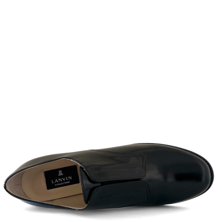  LANVIN ランバンコレクション 9529 ヒールアップスリッポンシューズ チャンキーヒール レザー 本革 革靴 24 Bガラス 黒 ブラック M 127 ローファー 革靴 靴