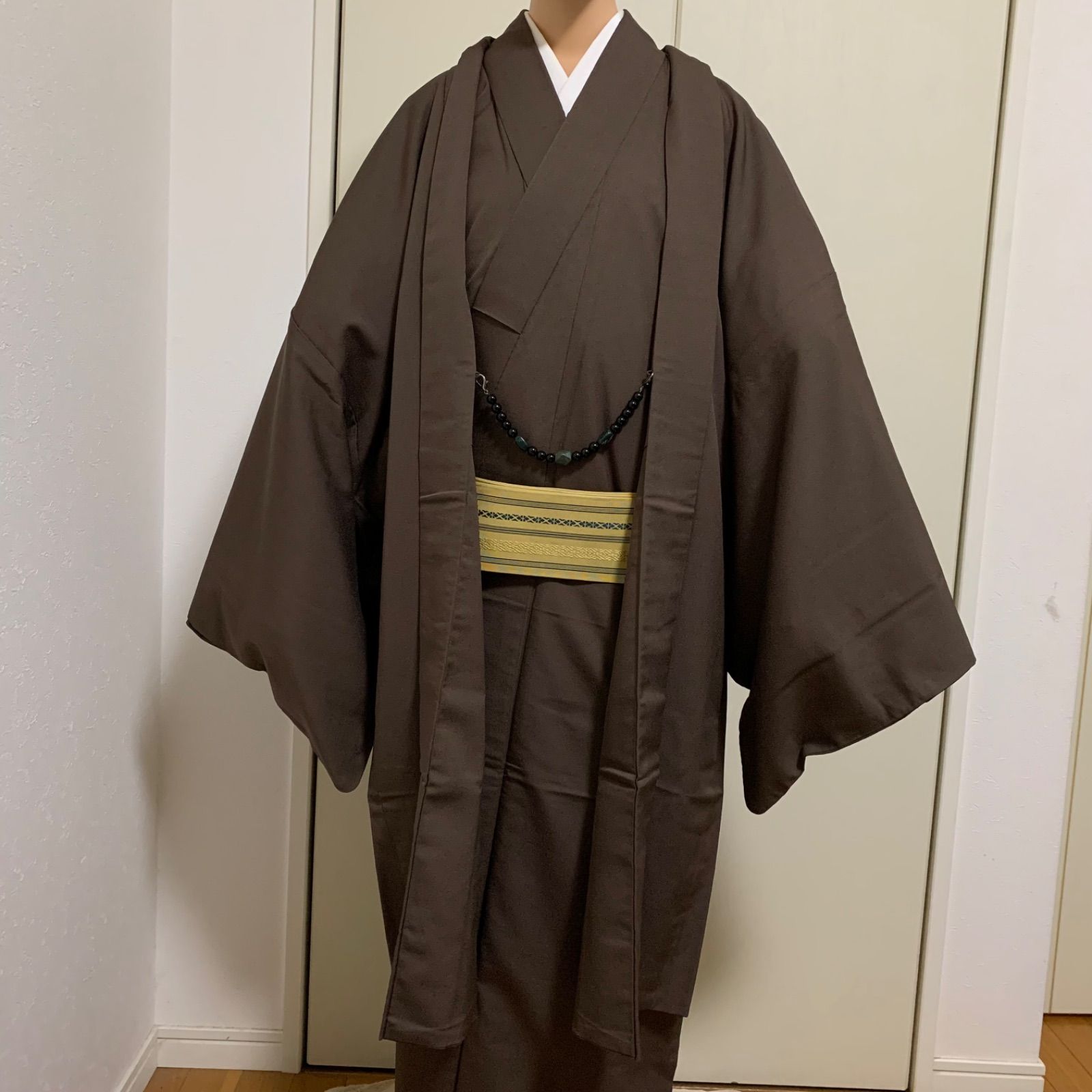 R 1523 紳士 和装2点セット 羽織 着物 ブラウン 男性用 メンズ アンサンブル