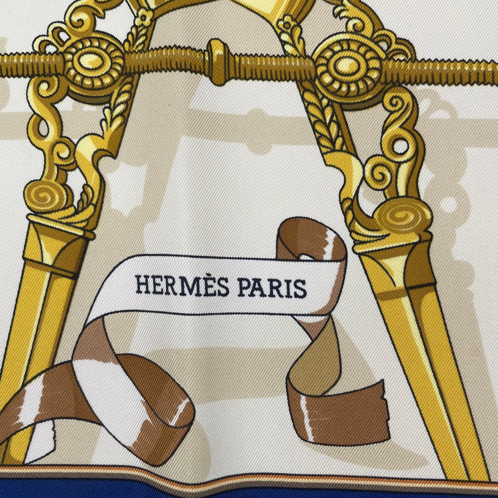 美品 HERMES エルメス スカーフ シルク カレ90 Copeaux おが屑 馬柄 
