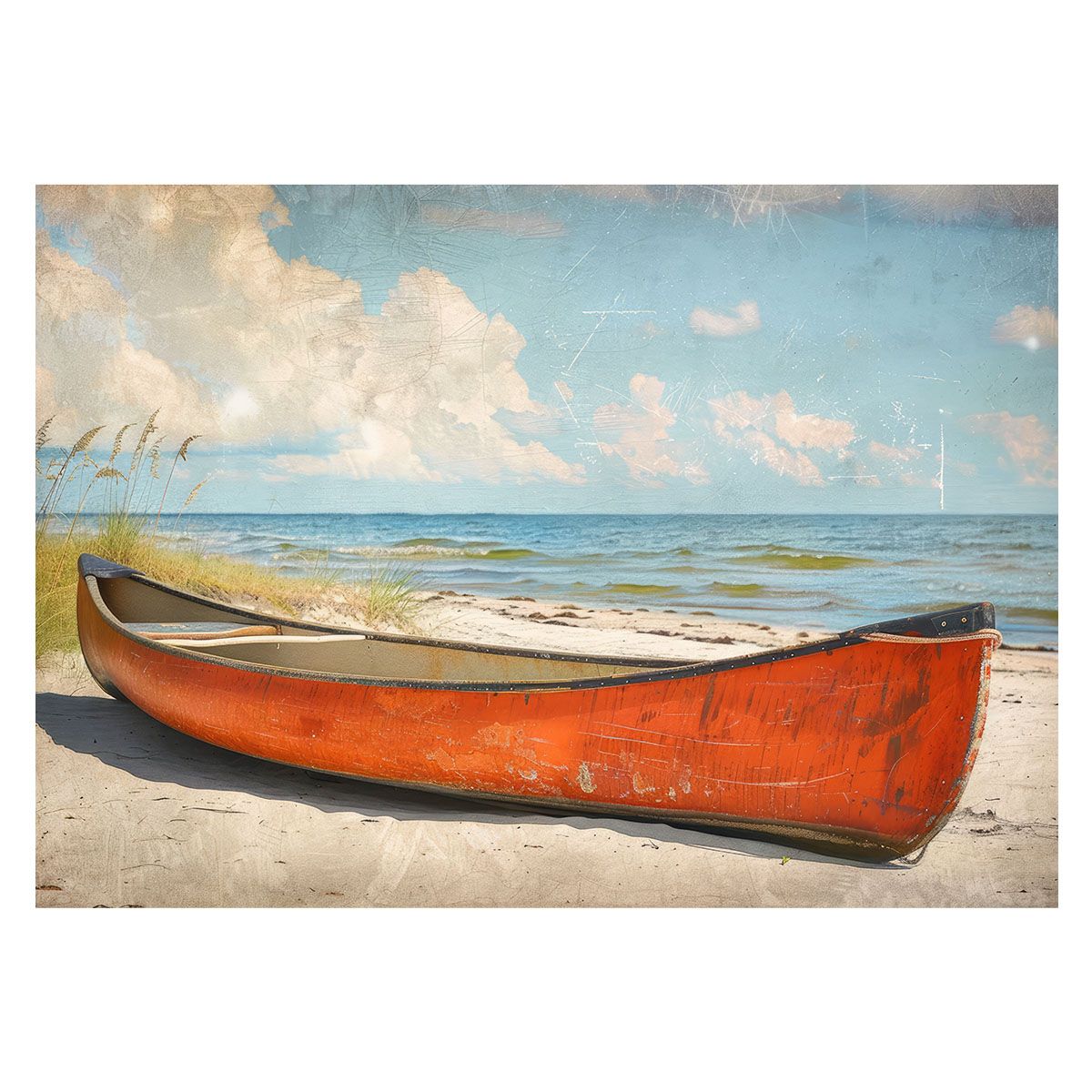 【A2サイズ（約42x59cm）】【lh-poster-3369】【フレーム付き】エモ ノスタルジック カヌー ボート 船 海系 サーフ ポスター 波 ビーチ 海岸 オーシャン ブルー 景色 サーフィン インテリア アート