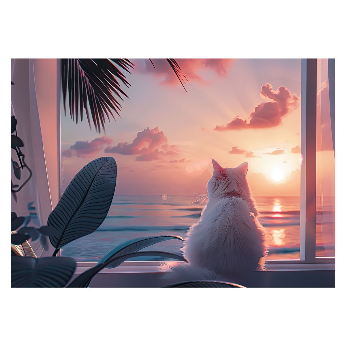 A3サイズ（約30×42cm）】【lh-poster-3400】【フレーム付き】黄昏猫