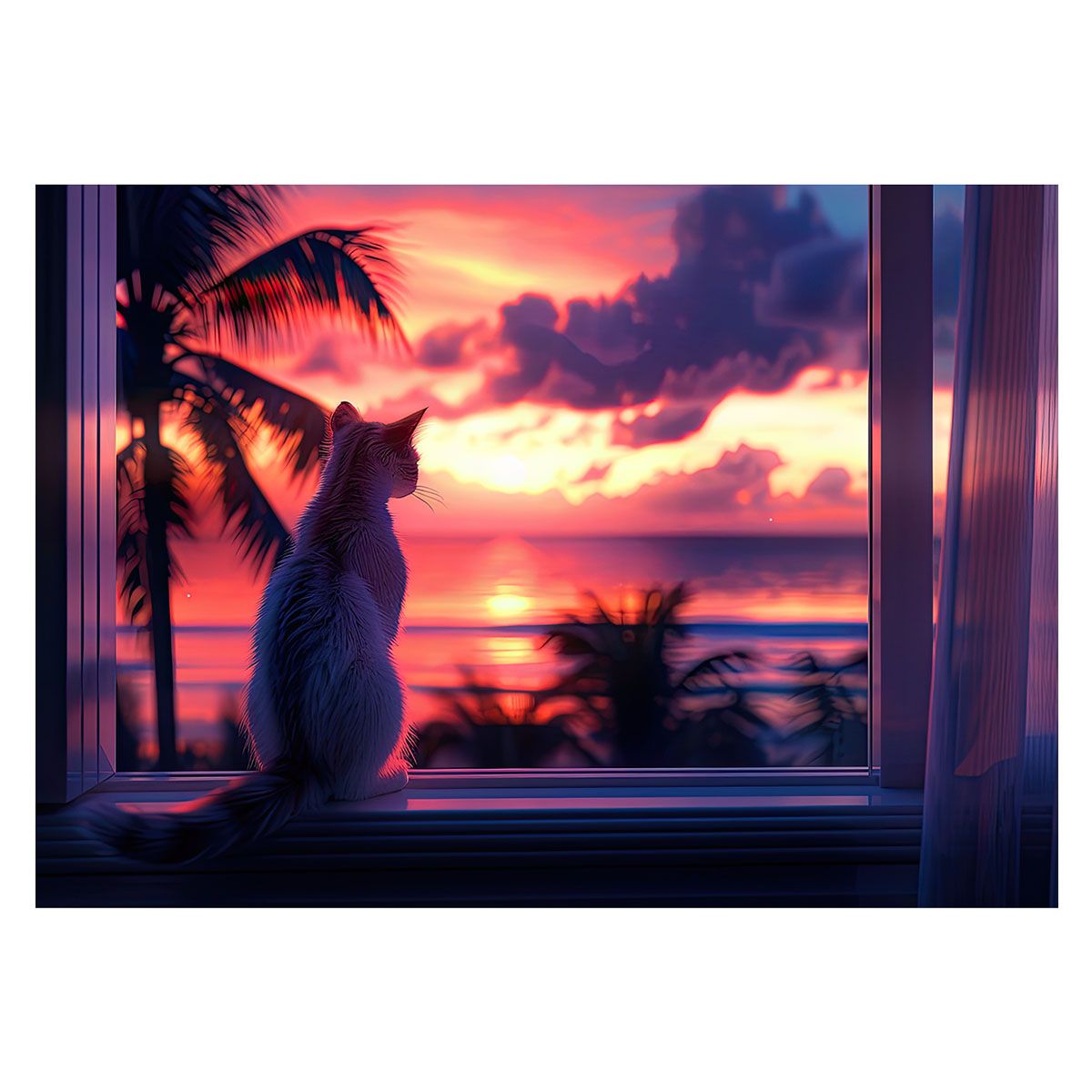 A3サイズ（約30×42cm）】【lh-poster-3402】【フレーム付き】黄昏猫