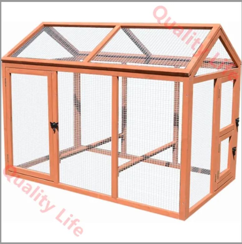 鶏用ケージ 大型 鳥かご 大型 木製 鶏用サンルーム 小戸付き 杉天然木