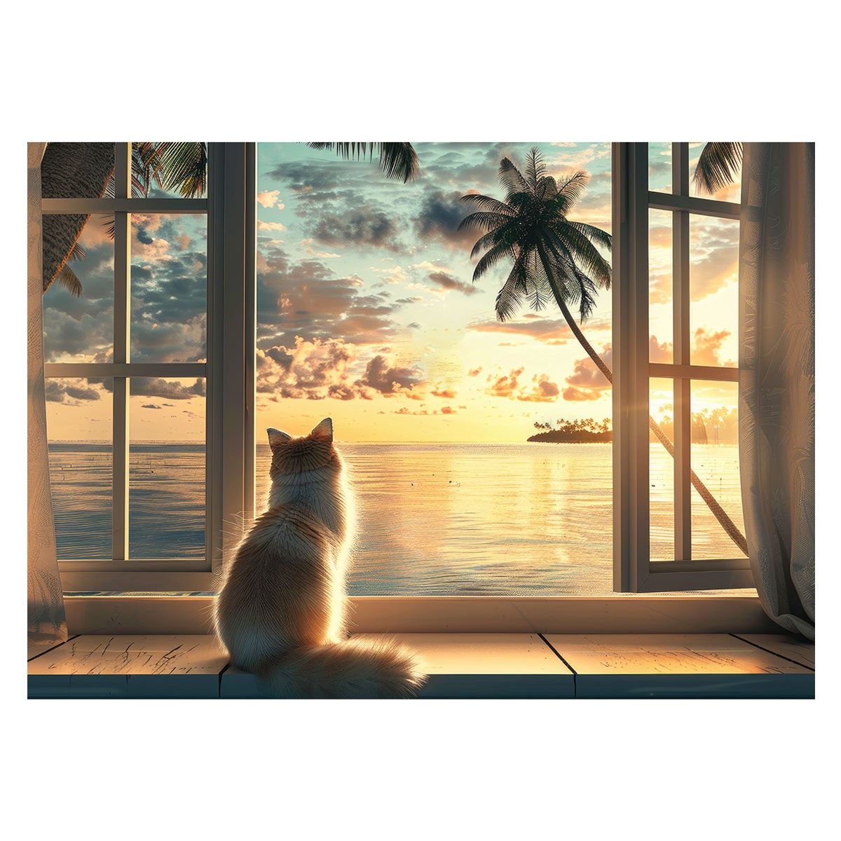 A1サイズ（約59x84cm）】【lh-poster-3406】【フレーム付き】黄昏猫