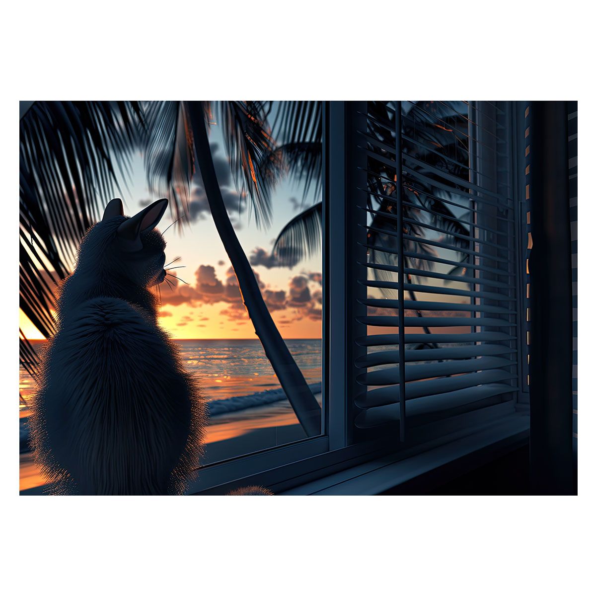 A2サイズ（約42x59cm）】【lh-poster-3409】【フレーム付き】黄昏猫