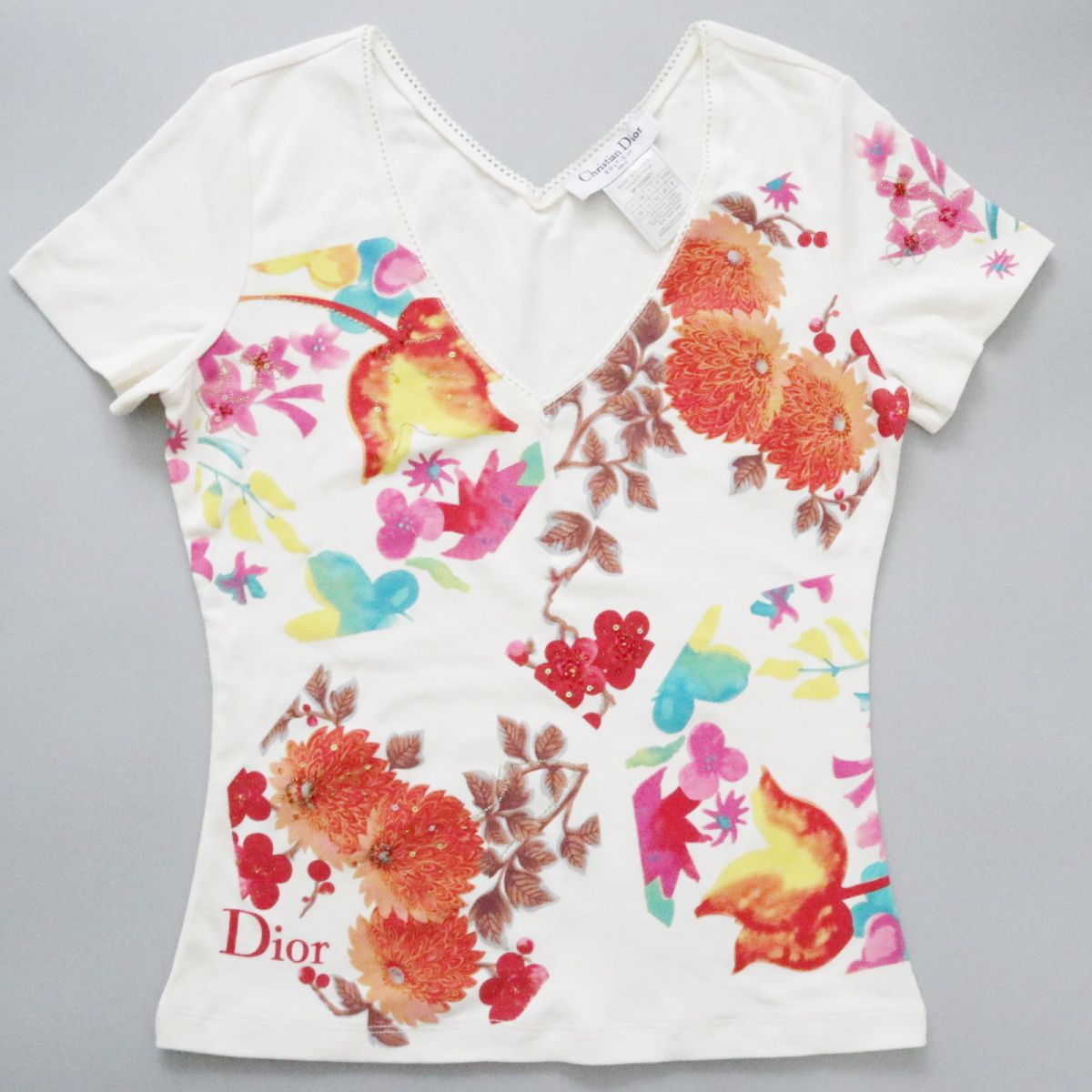 Christian Dior クリスチャンディオール フラワー柄 スパンコール