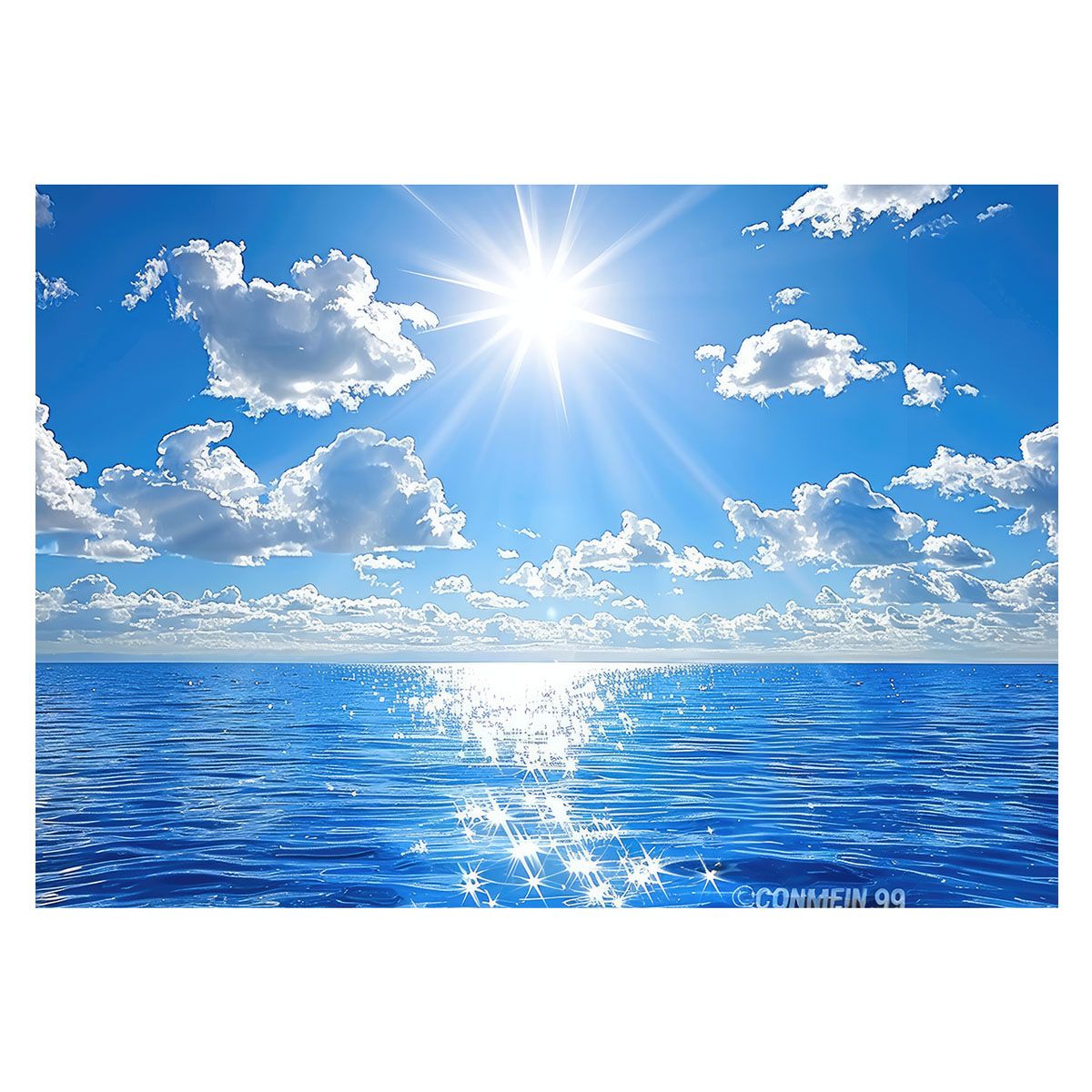 【B2サイズ（約51x73cm）】【lh-poster-3482】【フレーム付き】ブルーオーシャン 波 海 水平線 海系 サーフ ポスター 波 ビーチ 海岸 オーシャン ブルー 景色 サーフィン インテリア アート