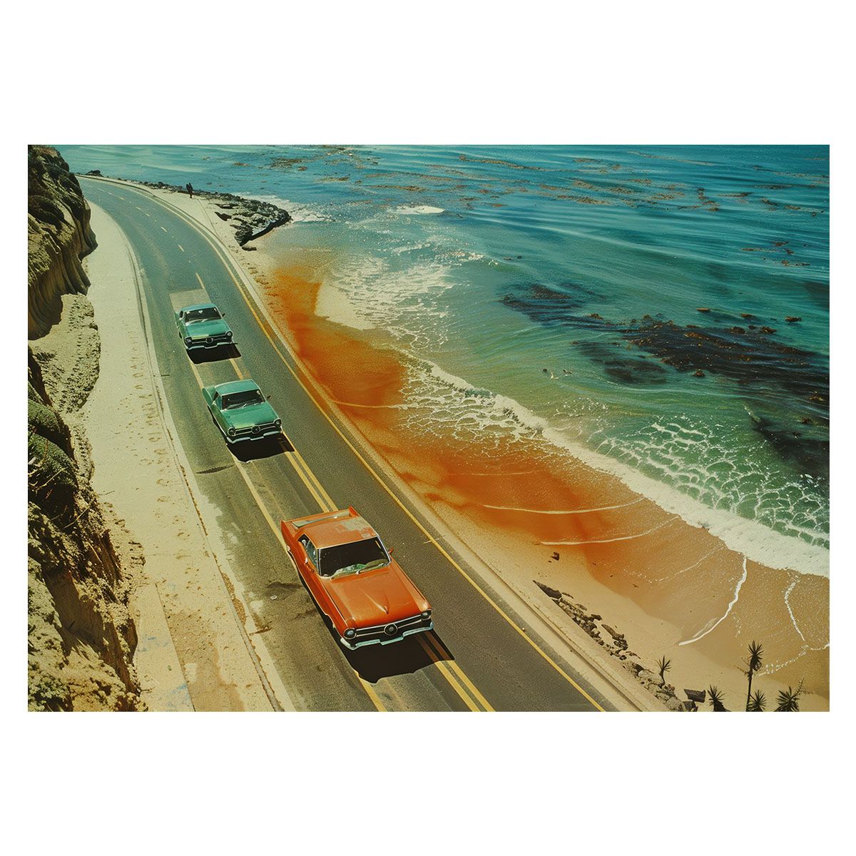 B4サイズ（約25x36cm）】【lh-poster-3504】【フレーム付き】海岸線