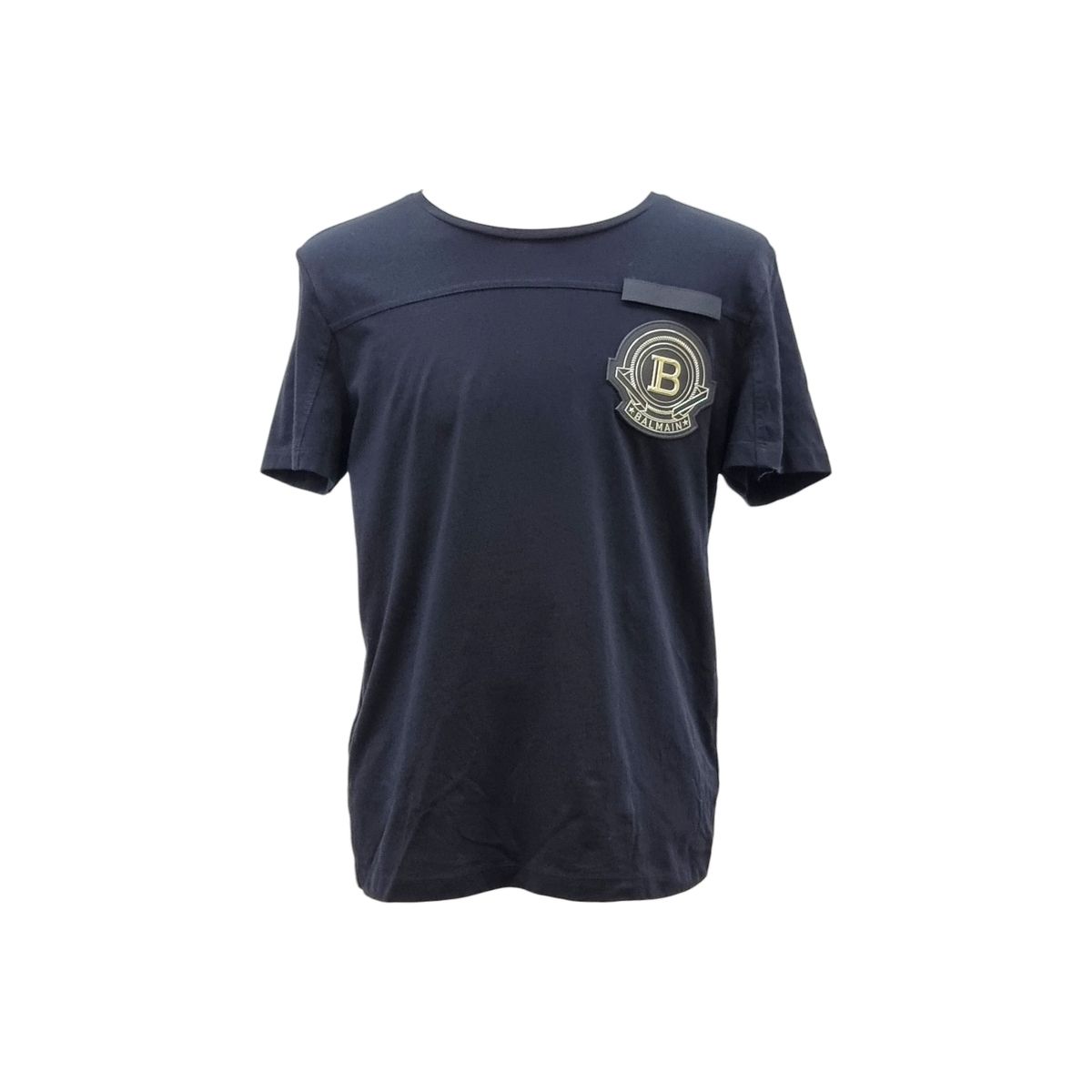 L BALMAIN バルマン EF 007 ロゴ パッチ Tシャツ ブラック