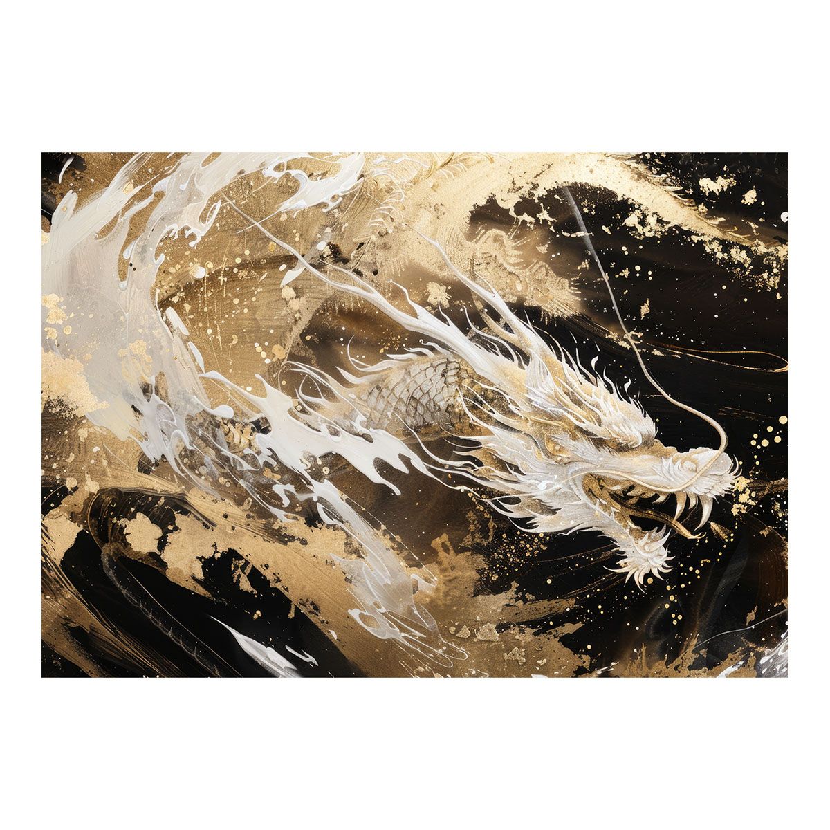 【B3サイズ（約36x51cm）】【lh-poster-3530】【フレーム付き】開運 金色 竜 龍 辰 龍神様 ポスター 金運 ご利益 厄払い 守護 風水 お守りインテリア