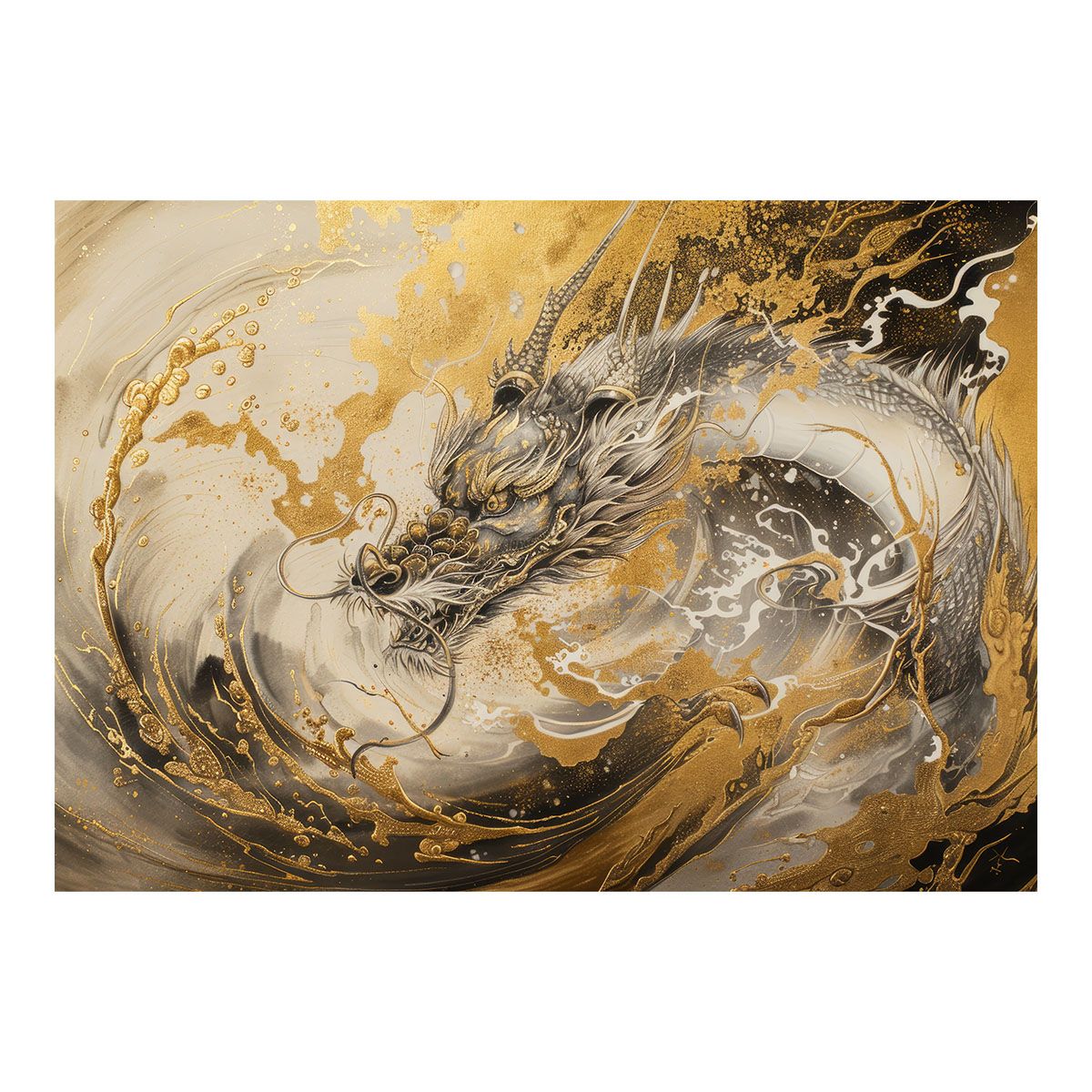 A1サイズ（約59x84cm）】【lh-poster-3549】【フレーム付き】開運 金色