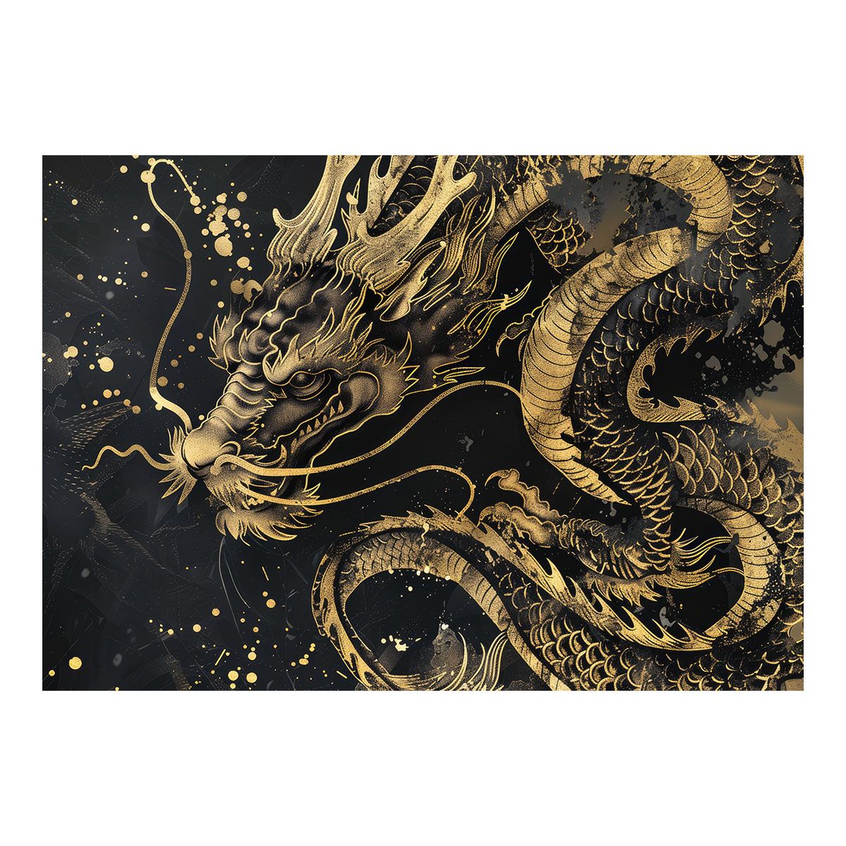 B4サイズ（約25x36cm）】【lh-poster-3576】【フレーム付き】開運 金色