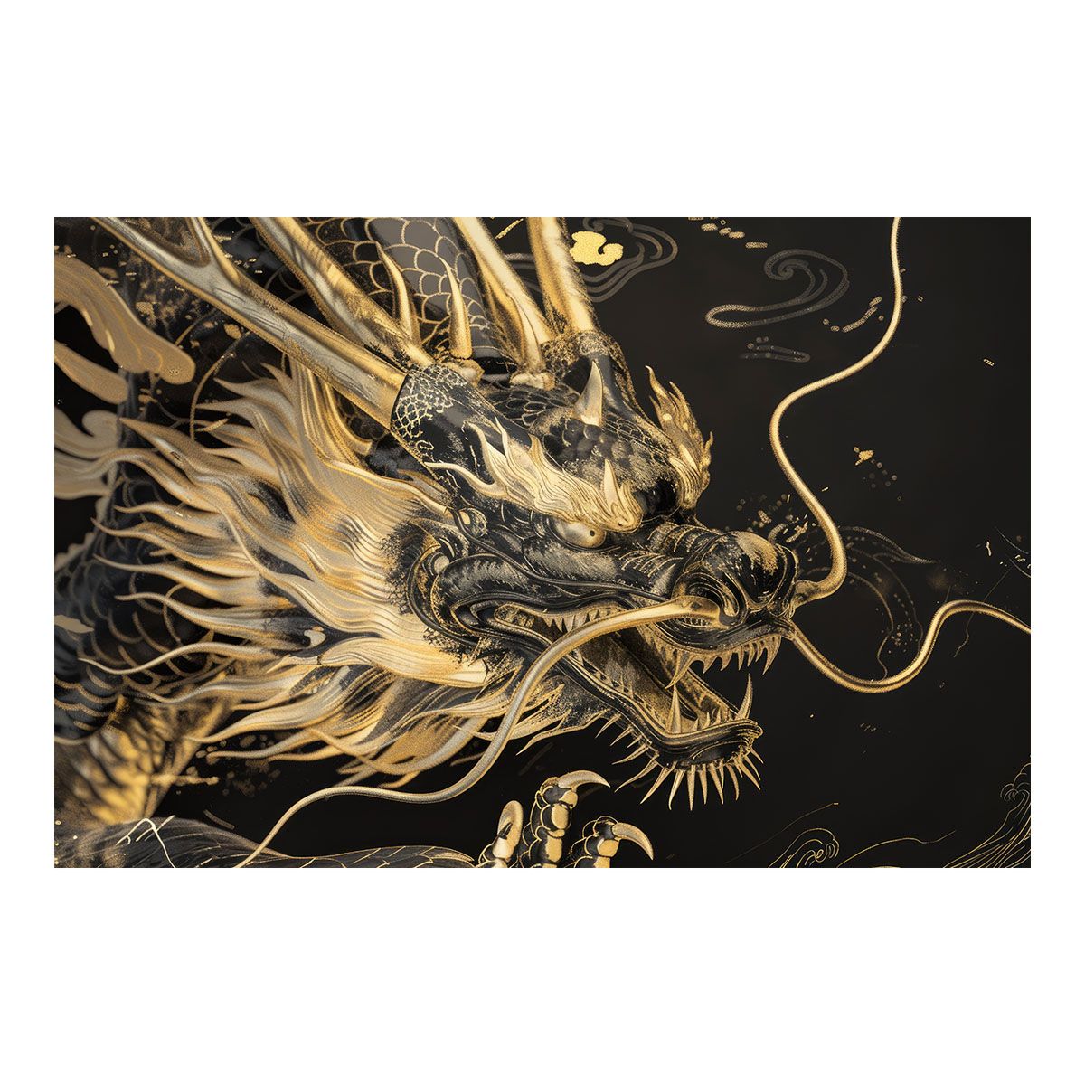 【B1サイズ（約73x103cm）】【lh-poster-3586】【フレーム付き】開運 金色 竜 龍 辰 龍神様 ポスター 金運 ご利益 厄払い 守護 風水 お守りインテリア