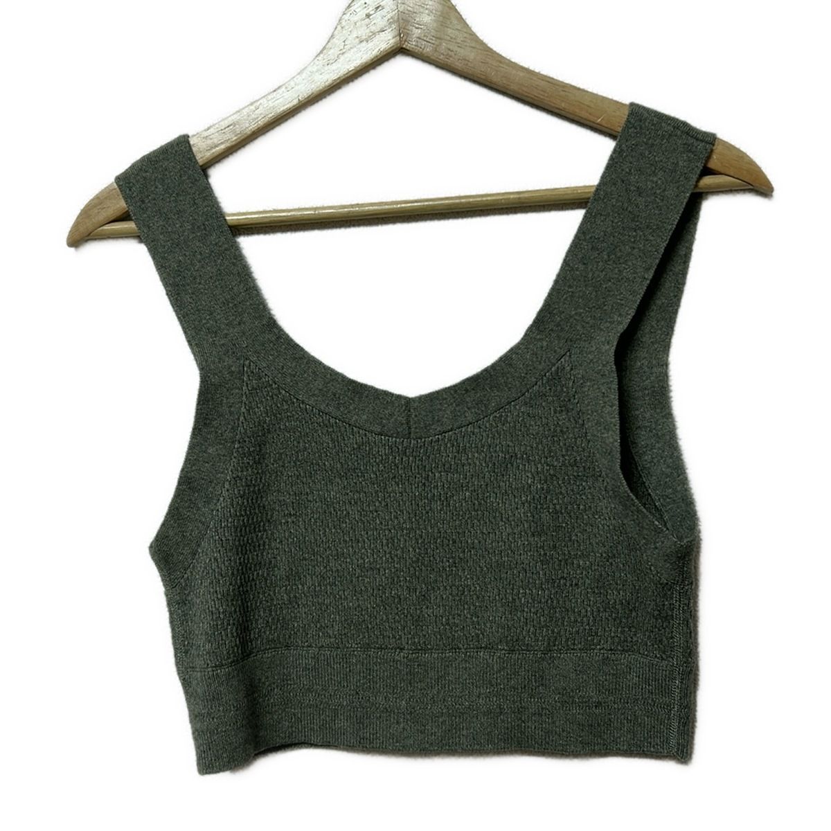 HYKE ハイク ベスト レディース - カーキ×グレー ニット ショート丈