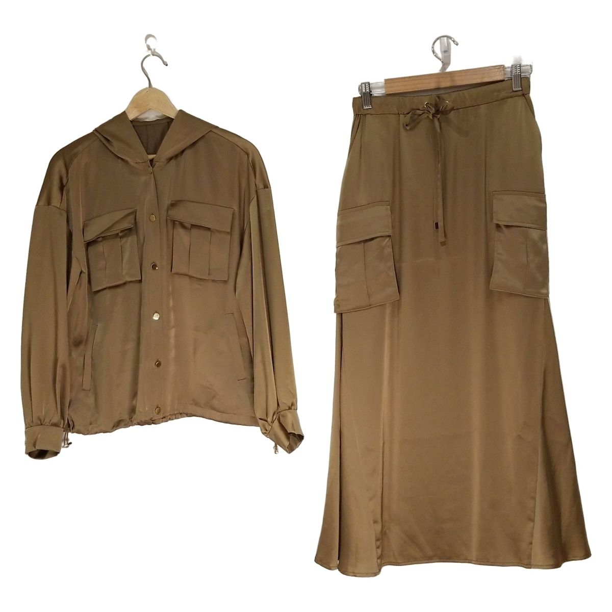 Grace Class グレースクラス スカートセットアップ レディース ライトブラウン フード ウェストゴム