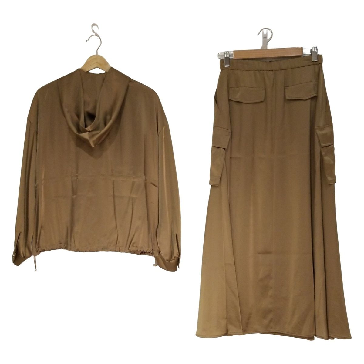 Grace Class グレースクラス スカートセットアップ レディース ライトブラウン フード ウェストゴム