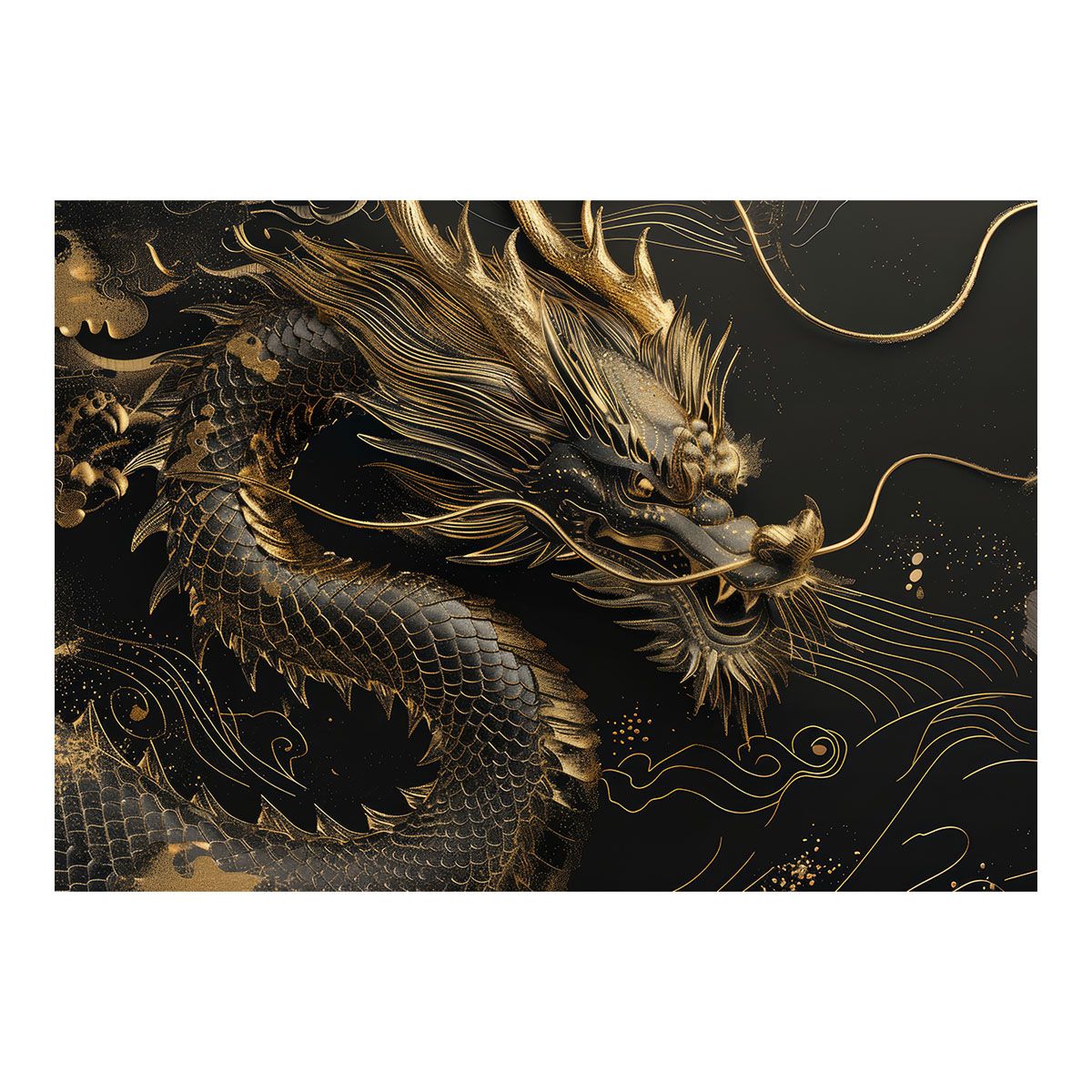 【B2サイズ（約51x73cm）】【lh-poster-3594】【フレーム付き】開運 金色 竜 龍 辰 龍神様 ポスター 金運 ご利益 厄払い 守護 風水 お守りインテリア