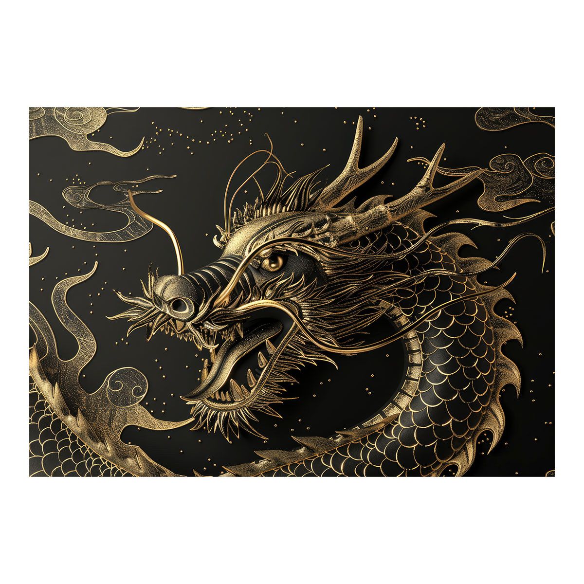 B4サイズ（約25x36cm）】【lh-poster-3597】【フレーム付き】開運 金色