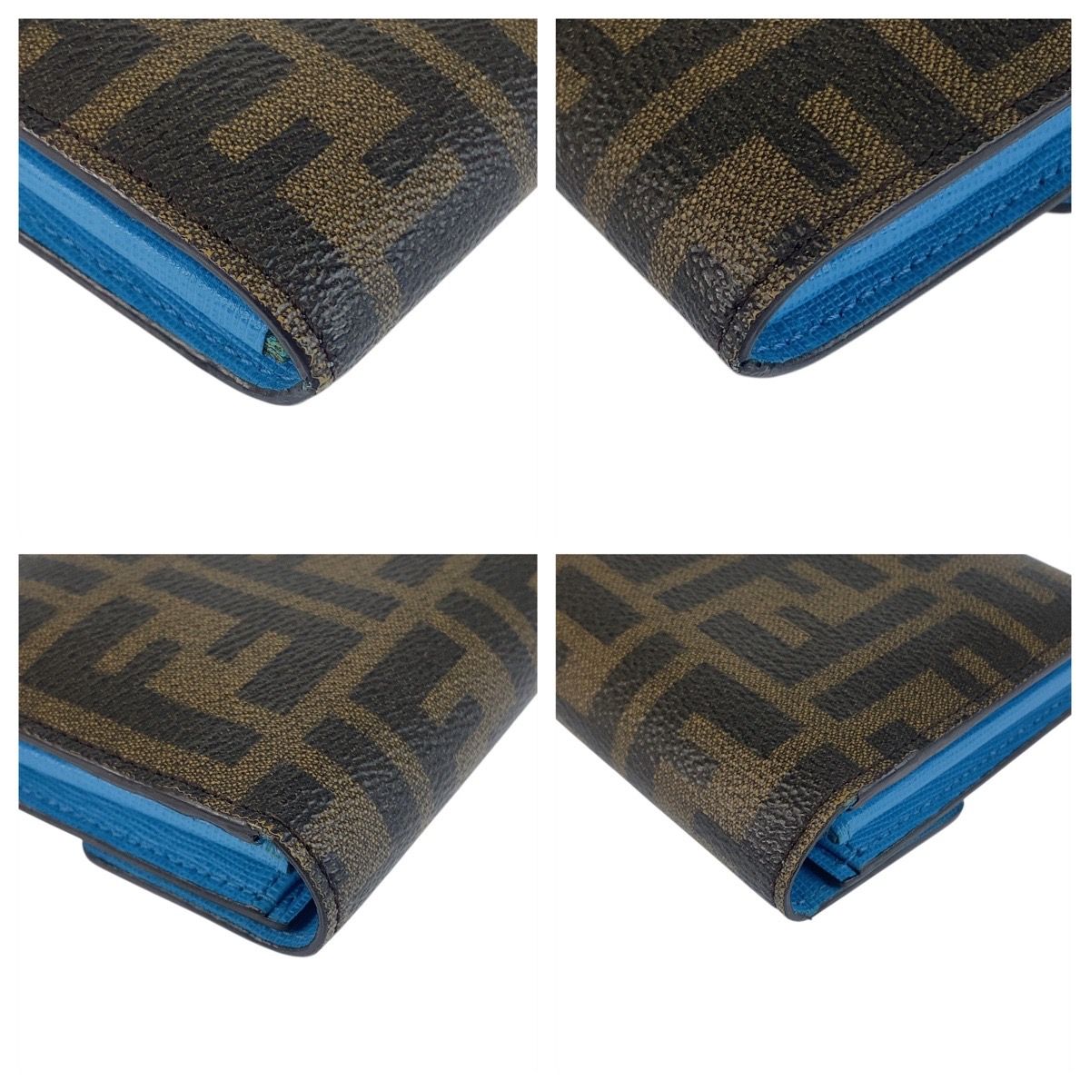 美品 FENDI フェンディ ズッカ ブラウン ゴールド金具 PVC 8M0340 長