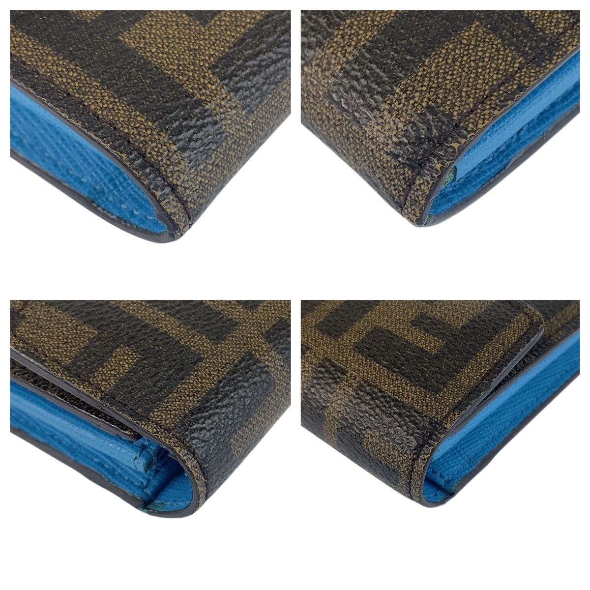 美品 FENDI フェンディ ズッカ ブラウン ゴールド金具 PVC 8M0340 長