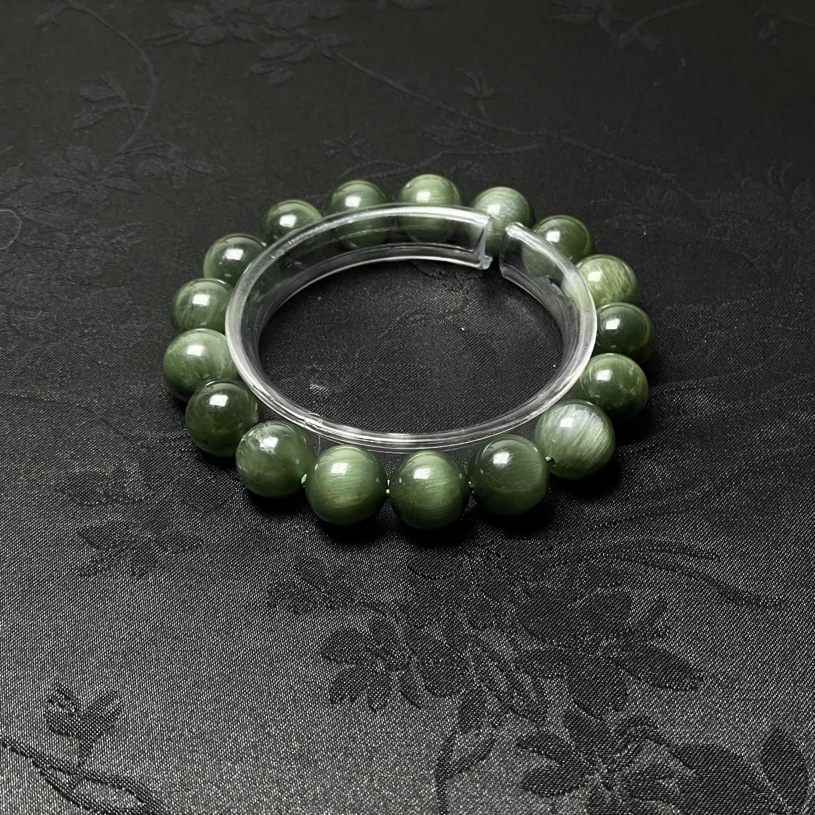 天然 50 A猫目アクチノライト パワーストーン 緑閃石ブレス 天然石 原石 お守り 12 7 mm ZB 9848