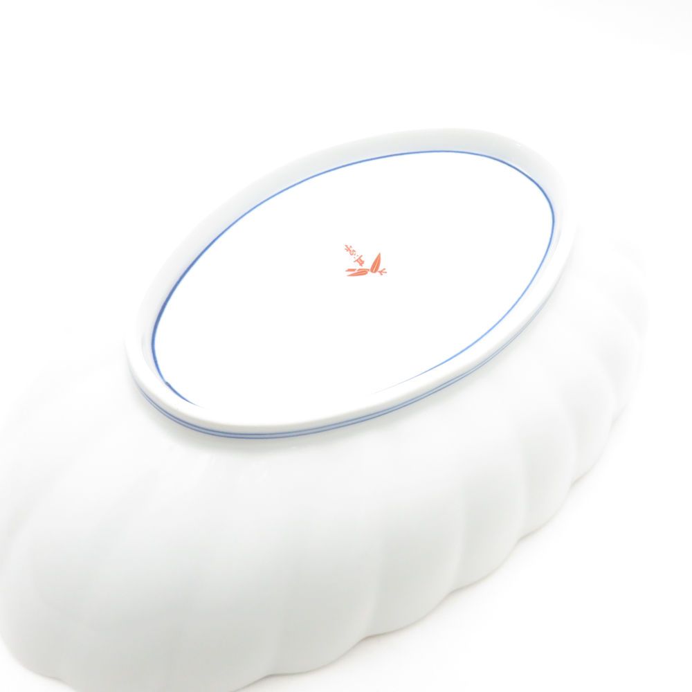 未使用 有田焼 其泉 菊割楕円 盛鉢 花形 染錦 柘榴文 伊万里 和食器