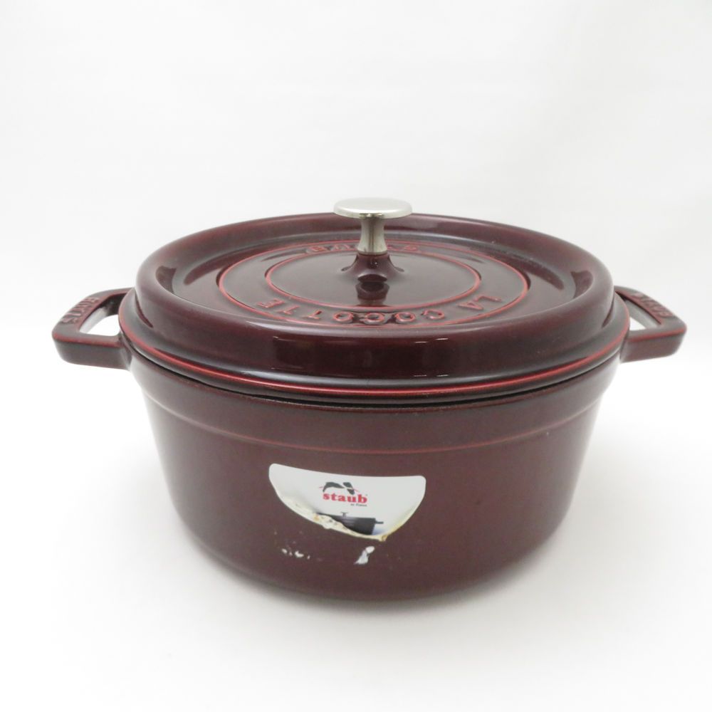 STAUB 24cm ピコココット ラウンド 中古 美品 STAUB ストウブ ピコココットラウンド 両手鍋 鋳物ホーロー 24cm