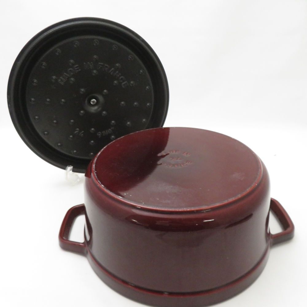 美品 STAUB ストウブ ピコココットラウンド 両手鍋 鋳物ホーロー 24cm