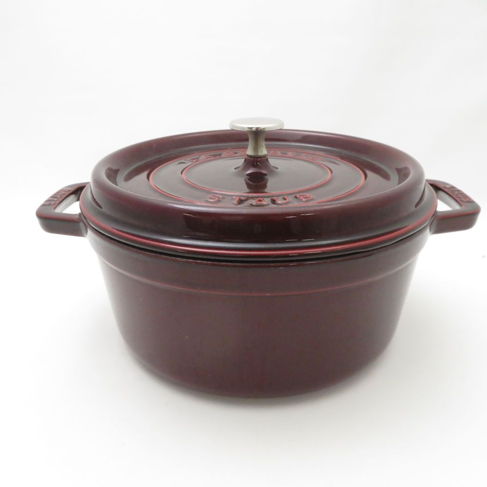 美品 STAUB ストウブ ピコココットラウンド 両手鍋 鋳物ホーロー 24cm