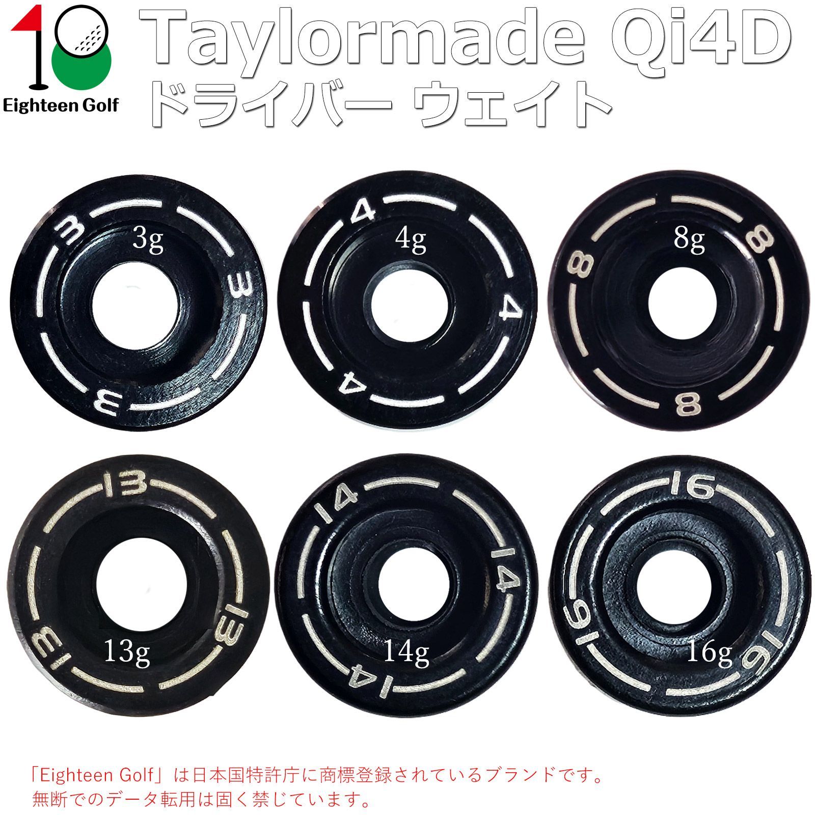 TaylorMade Qi4D ドライバー 9.0 TASウェイト8ピース付属 テーラーメイド Qi4d ドライバー 用 ウェイト taylormade Qi4d LS MAX