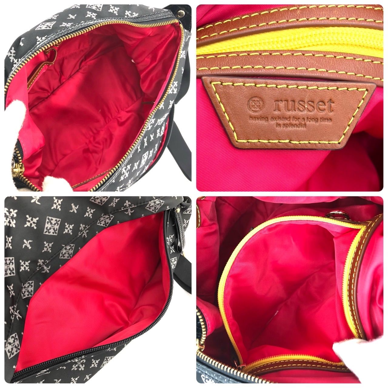 美品】ラシット 2way ショルダーバッグ モノグラム柄 黒 ブラック 