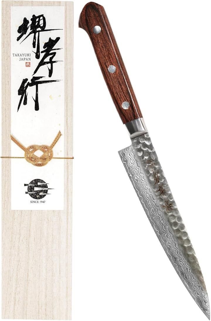 KitcheNavi 堺孝行 プロの料理人が愛用する包丁ブランドダマスカス ペティナイフ 135 mm V金10号 vg 型番 m 13504 ブラウン