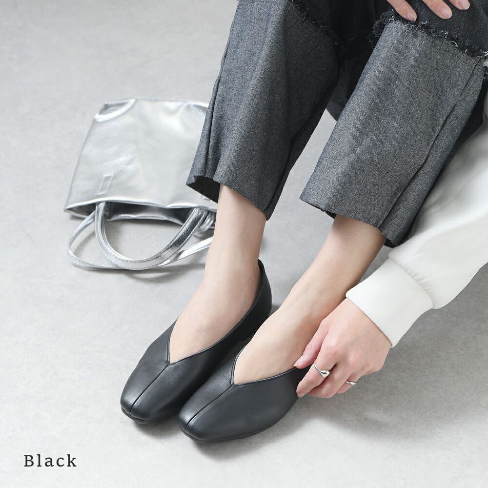  ブラック パンプス 本革 フラットシューズ ローヒール ぺたんこ Vカット スクエアトゥ 痛くない 柔らかい 長時間 疲れない 歩きやすい 走れる おしゃれ きれいめ 靴 大きいサイズ 軽量 黒 仕事用 通勤 立ち仕事 冠婚葬祭 フォーマル フラットシューズ バレエシューズ パンプス