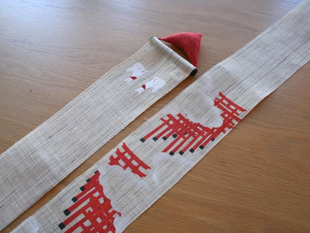 291 京都洛柿庵 のれん Tsj-012 細タペ「千本鳥居」麻 100%  タペストリー 細タペストリー 掛け軸 インテリア 和モダン 和風